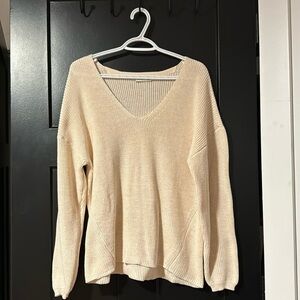 Gentle Fawn Vneck Cream Color Knit Tucker Top Sweater